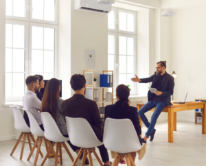 Man talking to group